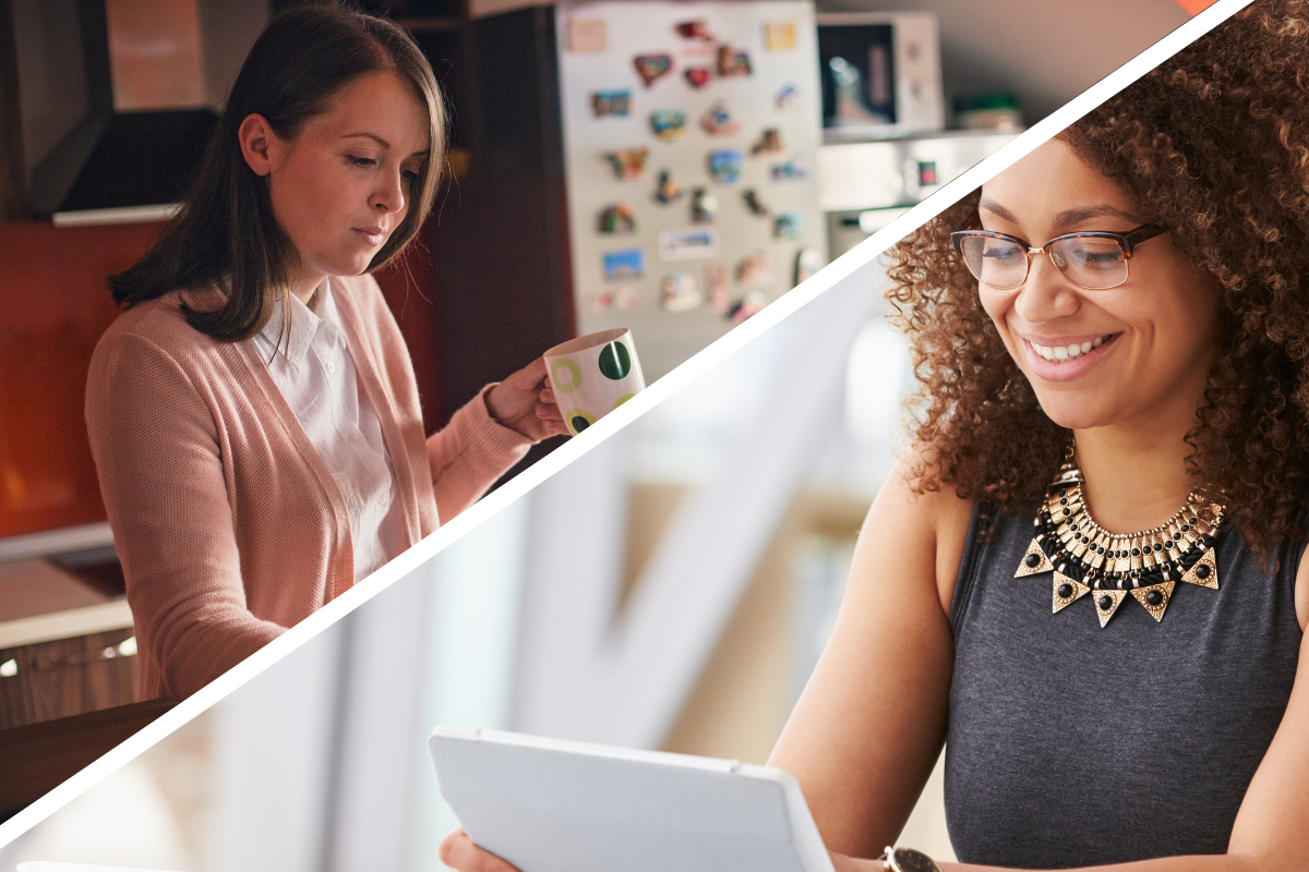 Image showing two ladies at work home and at office